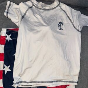 White T-Shirt with Palm Tree Logo